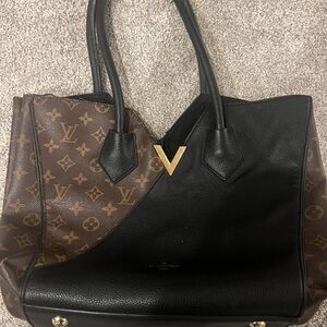 Louis Vuitton Black and Brown Tote with Gold Accent